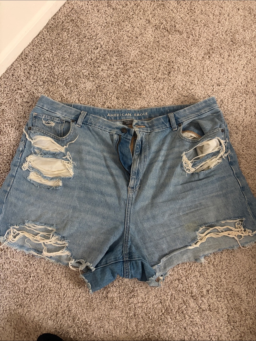 American Eagle Outfitters Light Wash Ripped Denim Shorts